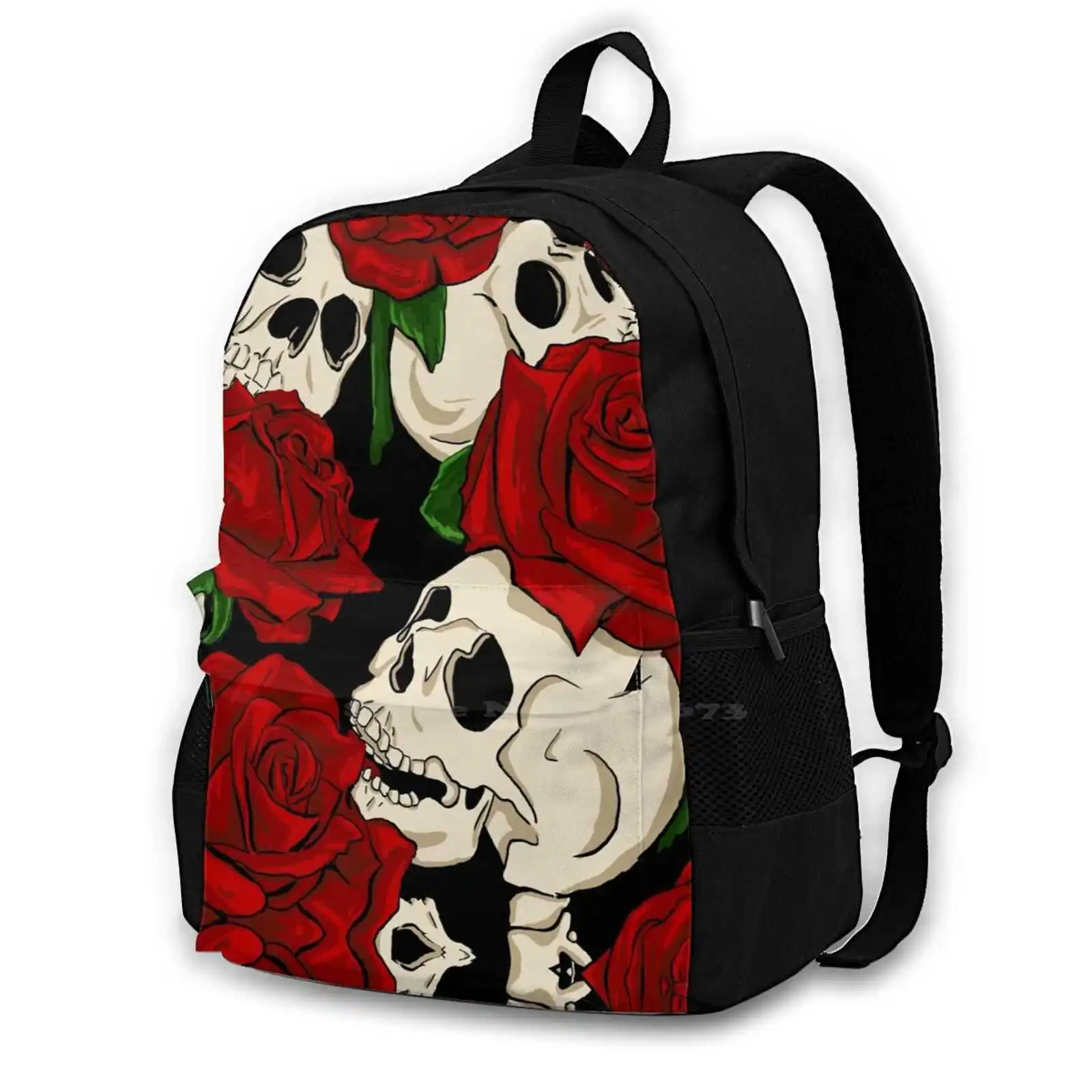 

Skull And Roses Fashion Pattern Design Travel Laptop School Backpack Bag Roses Skulls Flowers