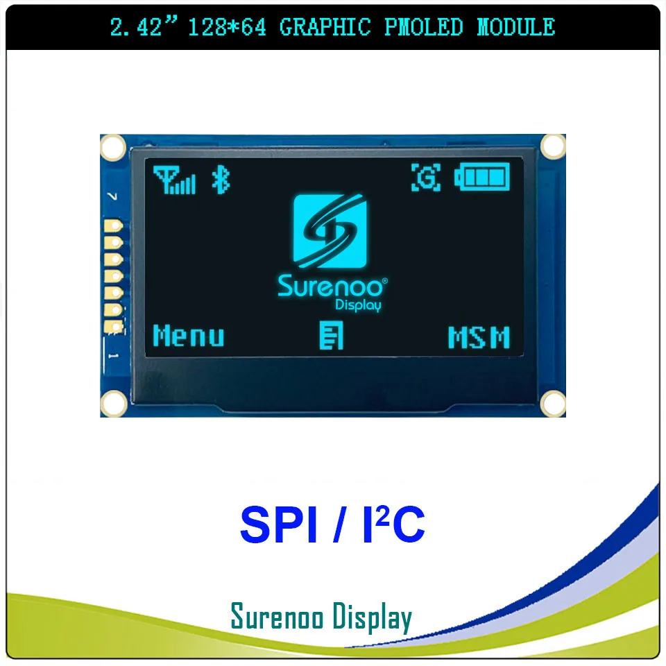 Real OLED Display, 2.42" 128*64 12864 SPI I2C / IIC Graphic LCD Module Screen LCM Screen SSD1309 Controller