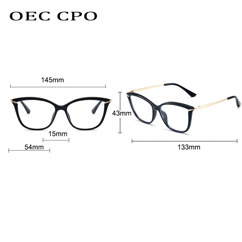 OEC CPO Ladies Cat Eye Optical Glasses Women Transparent Glasses Female Eyeglasses Frame Prescription Clear Spectacle Frame