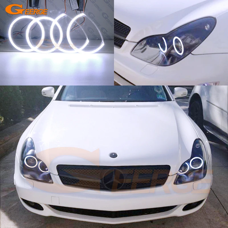 For MERCEDES BENZ CLS W219 C219 2004-2010 Excellent Ultra Bright COB Led Angel Eyes Kit Halo Rings Day Light