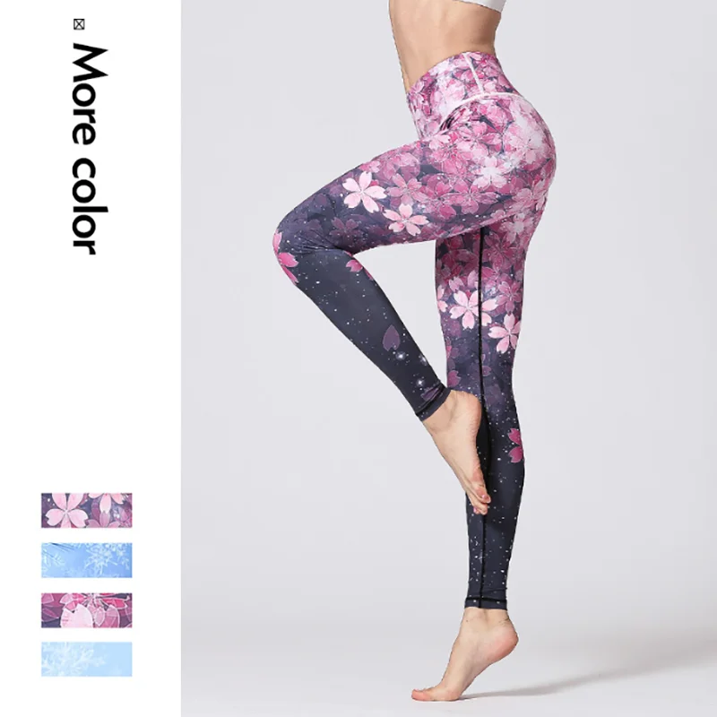 TaoBo Sakura Women Slim Fitness Yoga Pant High Waist Compression Tights Sports Pants Leggings Seamless Tummy Control Running