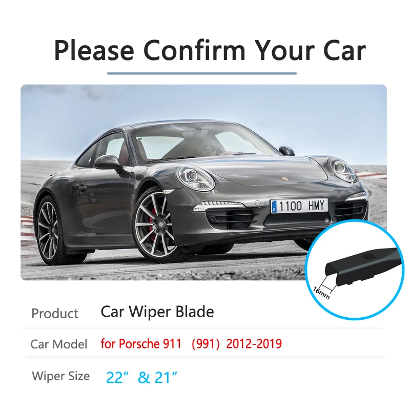 Car Wiper Blades for Porsche 911 991  2012 2013 2014 2015 2016 2017 2018 2019 Front Windscreen Windshield Wipers Car Accessories