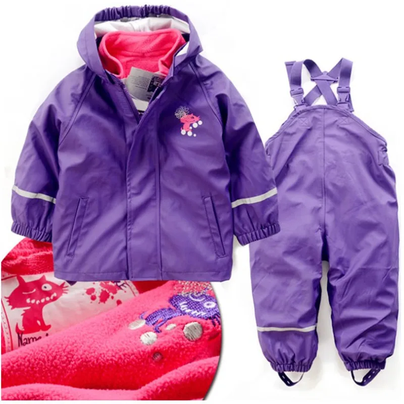 Children's waterproof rain pants, baby jumpsuits, boys and girls, PU waterproof suits, fashion children's jackets and clothes