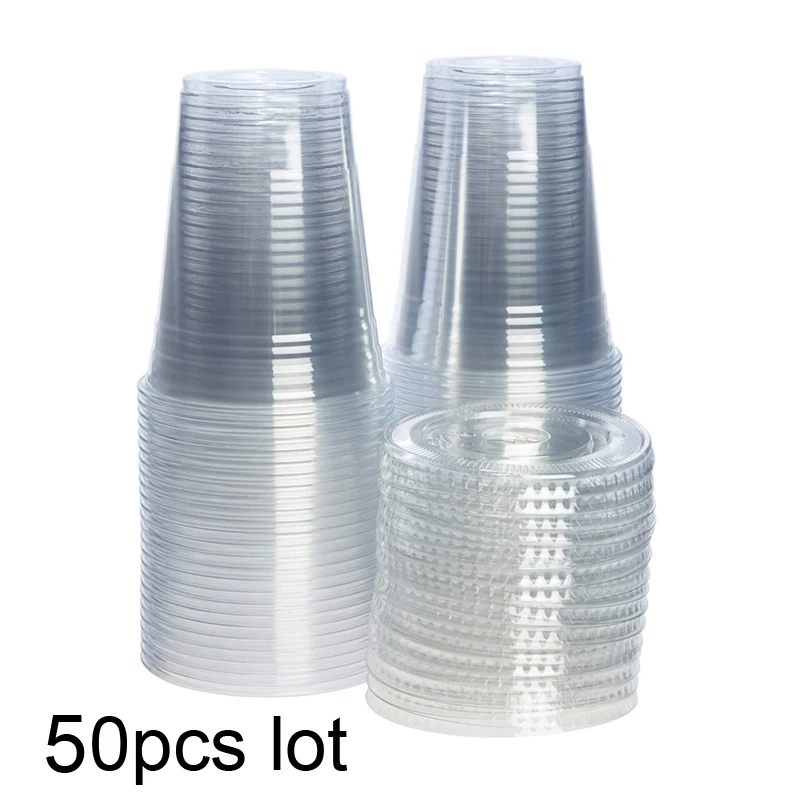 MONGKA 50 sets 450ml (16 oz) Clear disposable Plastic Cups With Lids And Drinking Straws image 4
