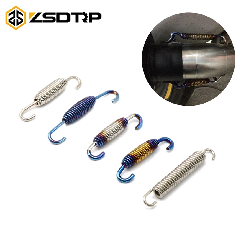 ZSDTRP 2pcs Universal Motorcycle Rotatable Stainless Steel Springs Hooks For AK SC Project AR Exhaust Pipe