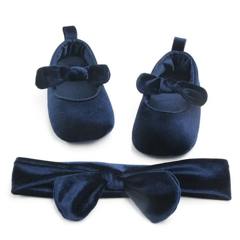 Cute Princess Newborn Infant Baby Girls Shoes Velvet Red Christmas Baby Shoes Bow First Walkers 0-18M