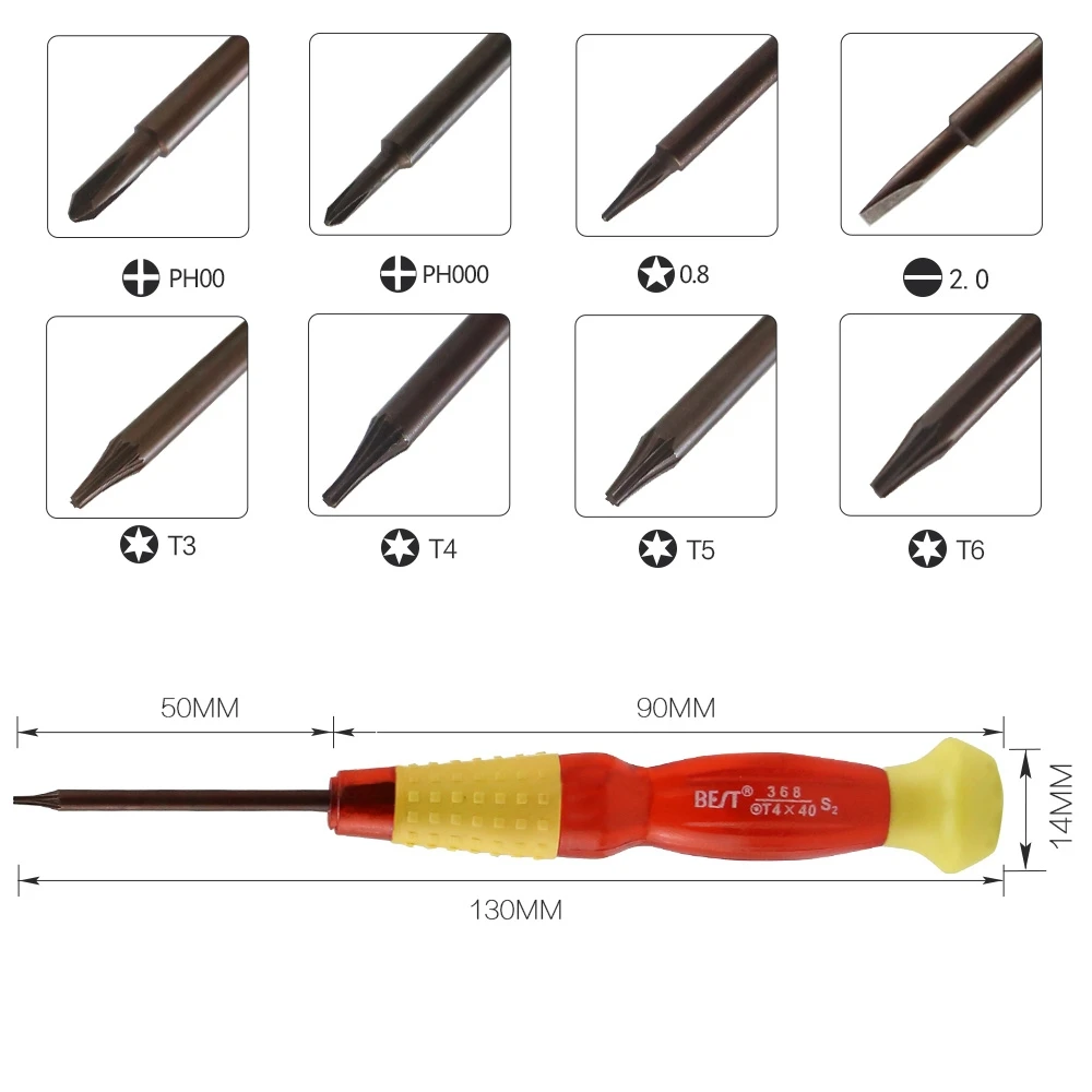 Imagem -02 - Chave de Fenda de Precisão para Macbook Ferramentas de Reparo do Telefone Móvel 2.0 mm Plana p2 0.8 mm Pentalobe Ph00 Ph000 t3 t4 t5 t6 Peça
