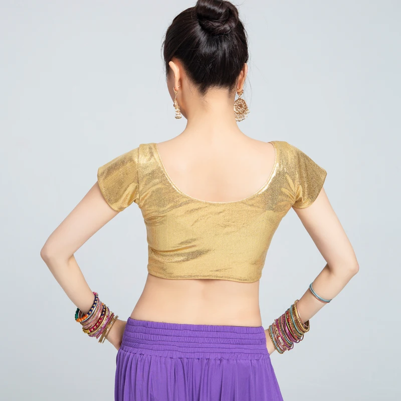 Blusa india de manga corta para mujer, camisa de Baile Oriental, puesta en escena, DQL6085