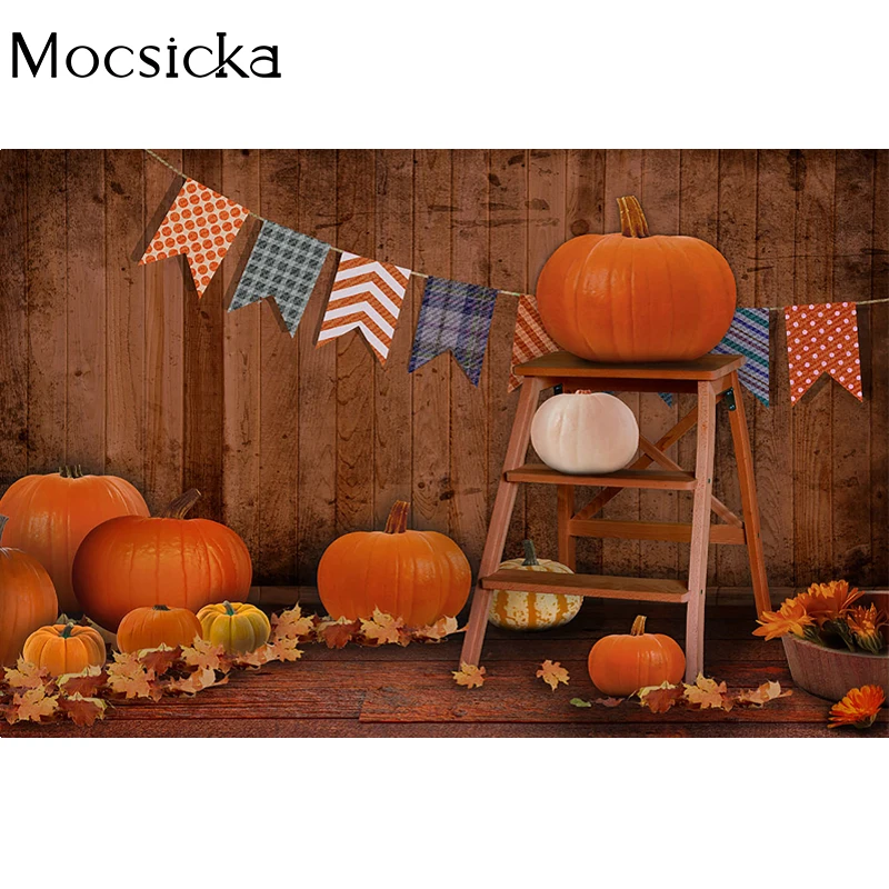 Mocsicka outono ação de graças fotografia fundo maple leaf abóbora decoração adereços retrato recém-nascido foto pano de fundo banner