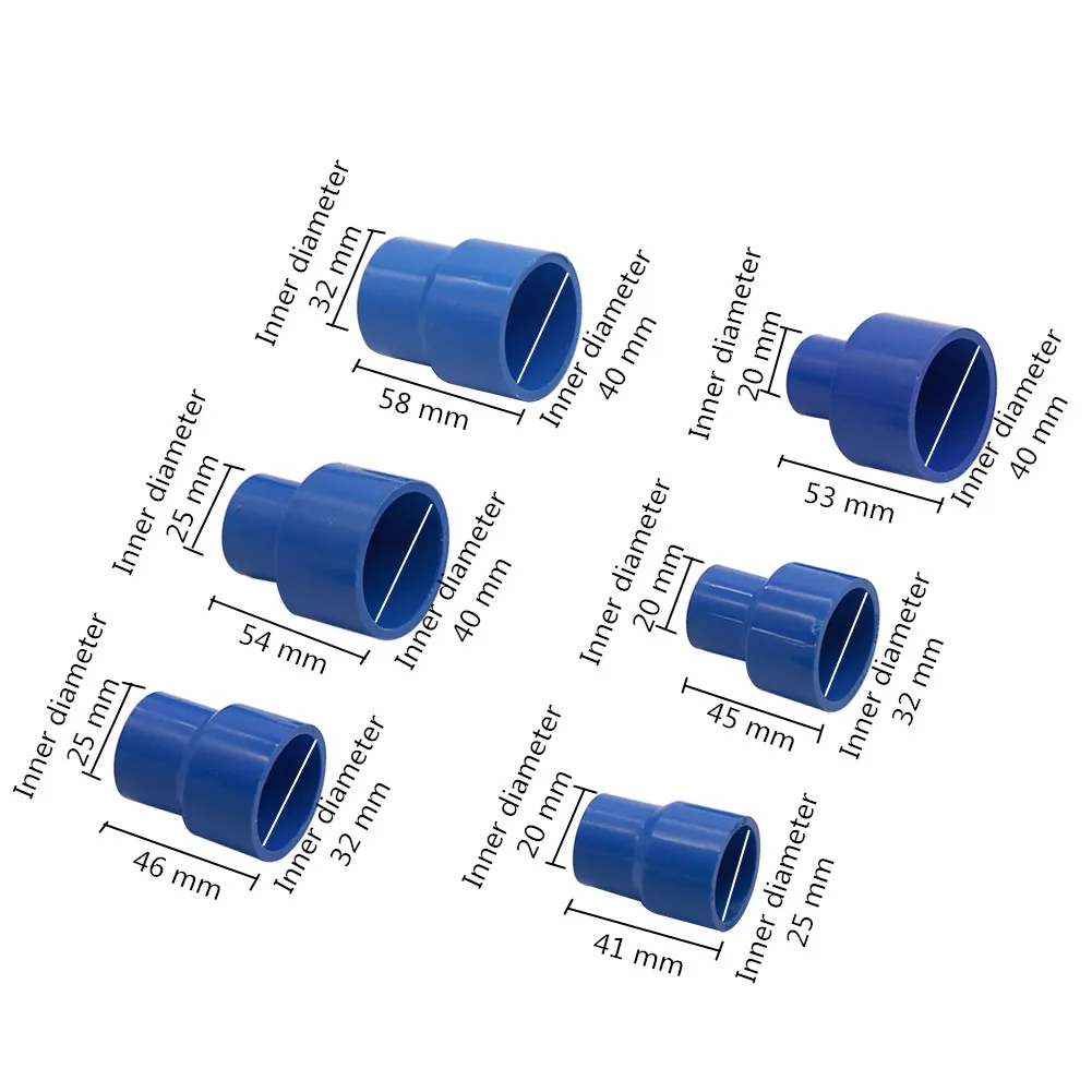 25 to 20mm 40to 32mm 40/32 to 20/25mm PVC Straight Reducing Connectors Pipe Reducer Adapter Irrigation Water Pipe Fittings 2pcs