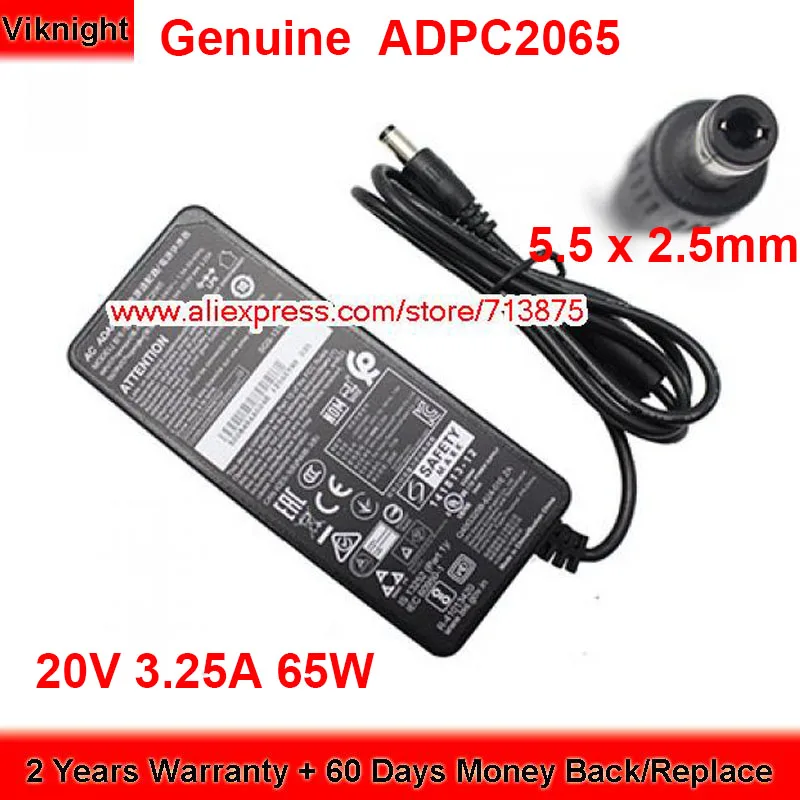 

Genuine ADPC2065 65W Charger 20V 3.25A AC Adapter for Aoc U2879VF 2879 be AG322FCX1 345e2aE/75 Laptop Power Supply