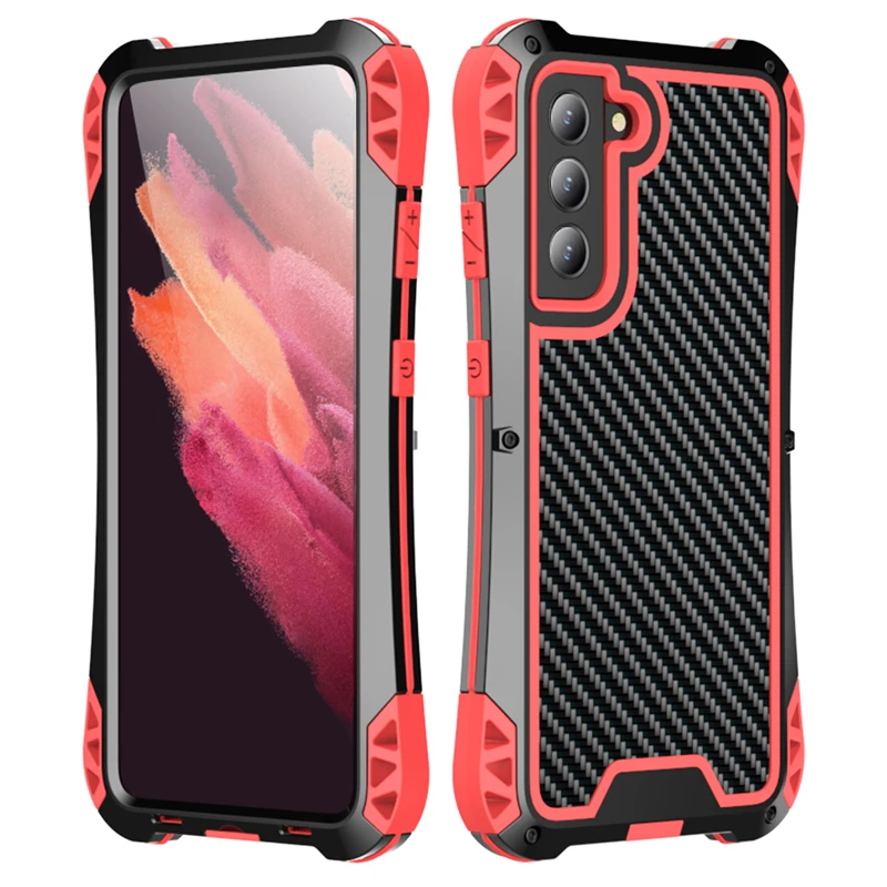 

Aluminum Heavy Phone Cases for Samsung Galaxy S21 FE Outdoor Shockproof Metal+Silicone Phone Cover