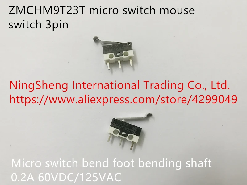 

Оригинальный новый 100% микропереключатель ZMCHM9T23T, переключатель для мыши, 3-контактный изгиб ножки, гибкий вал 0,2 А, 60 В постоянного тока/125 В переменного тока