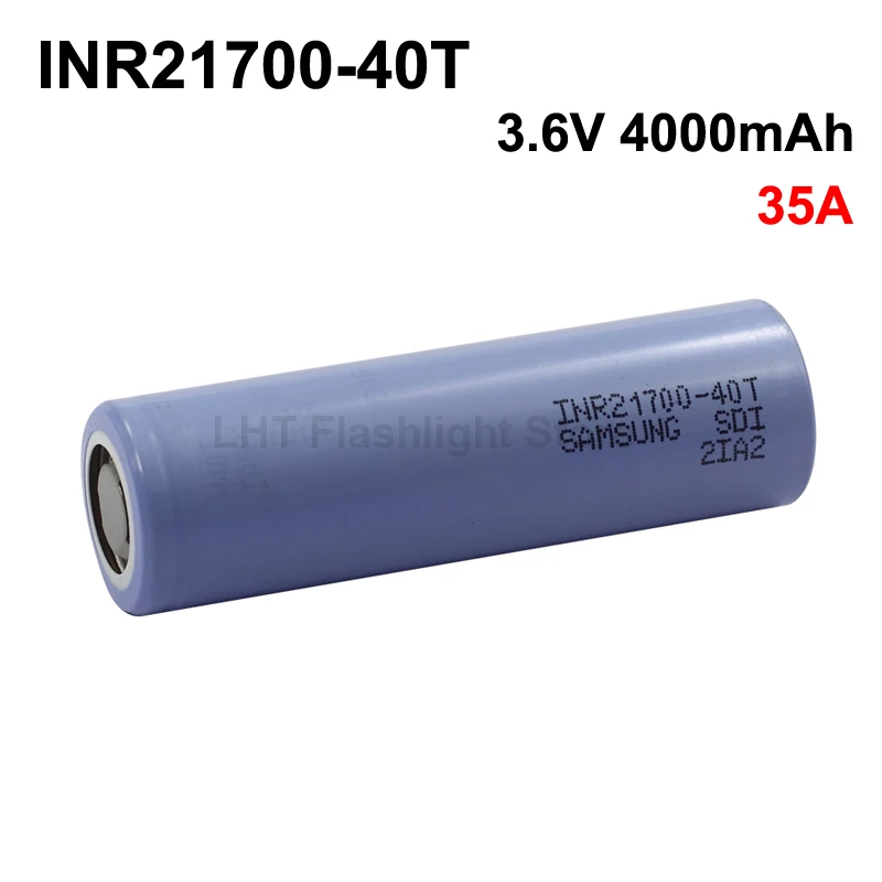 INR21700-40T 3.6V 35A 4000mAh Rechargeable Li-ion 21700 Battery without PCB