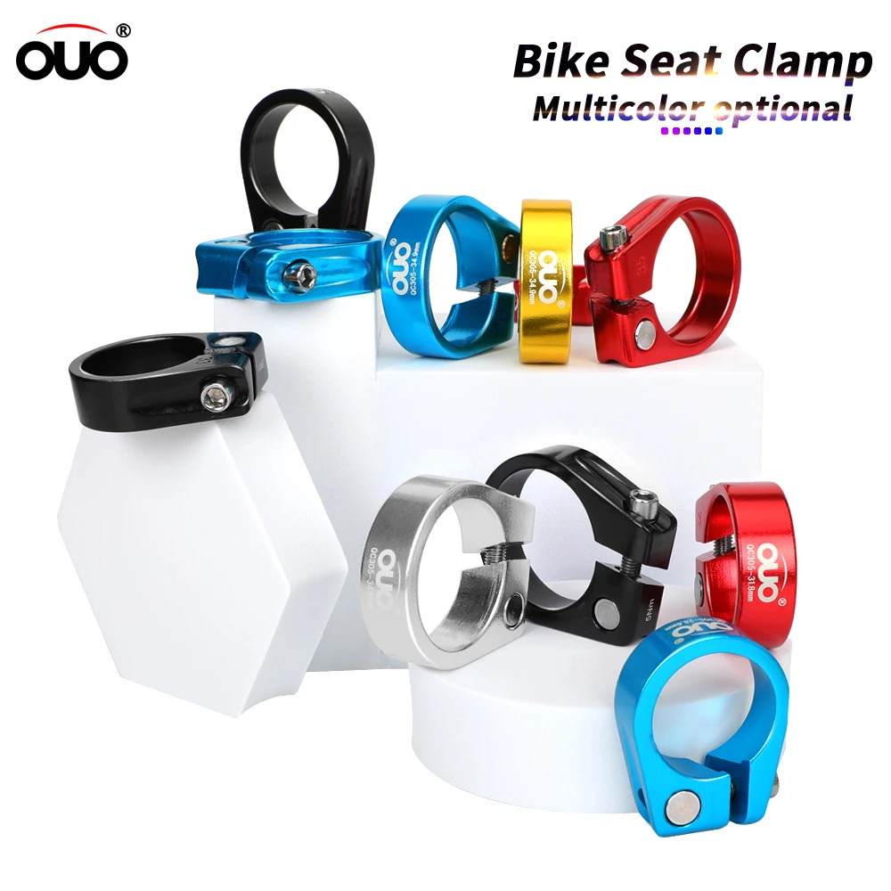 OUO Aluminum Bike Seatpost Clamp 28.6/31.8/34.9mm Multicolor Bicycle Seat Post Clamp Ultralight MTB Road Bike BMX Seat Tube Clip