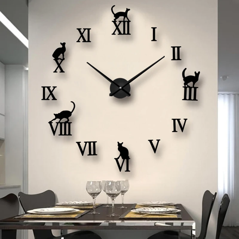 2023 NEW Large Wall Clock Quartz Needle 3D DIY Decorative Kitchen Clocks Acrylic Mirror Stickers Oversize Wall Clock Home Decor