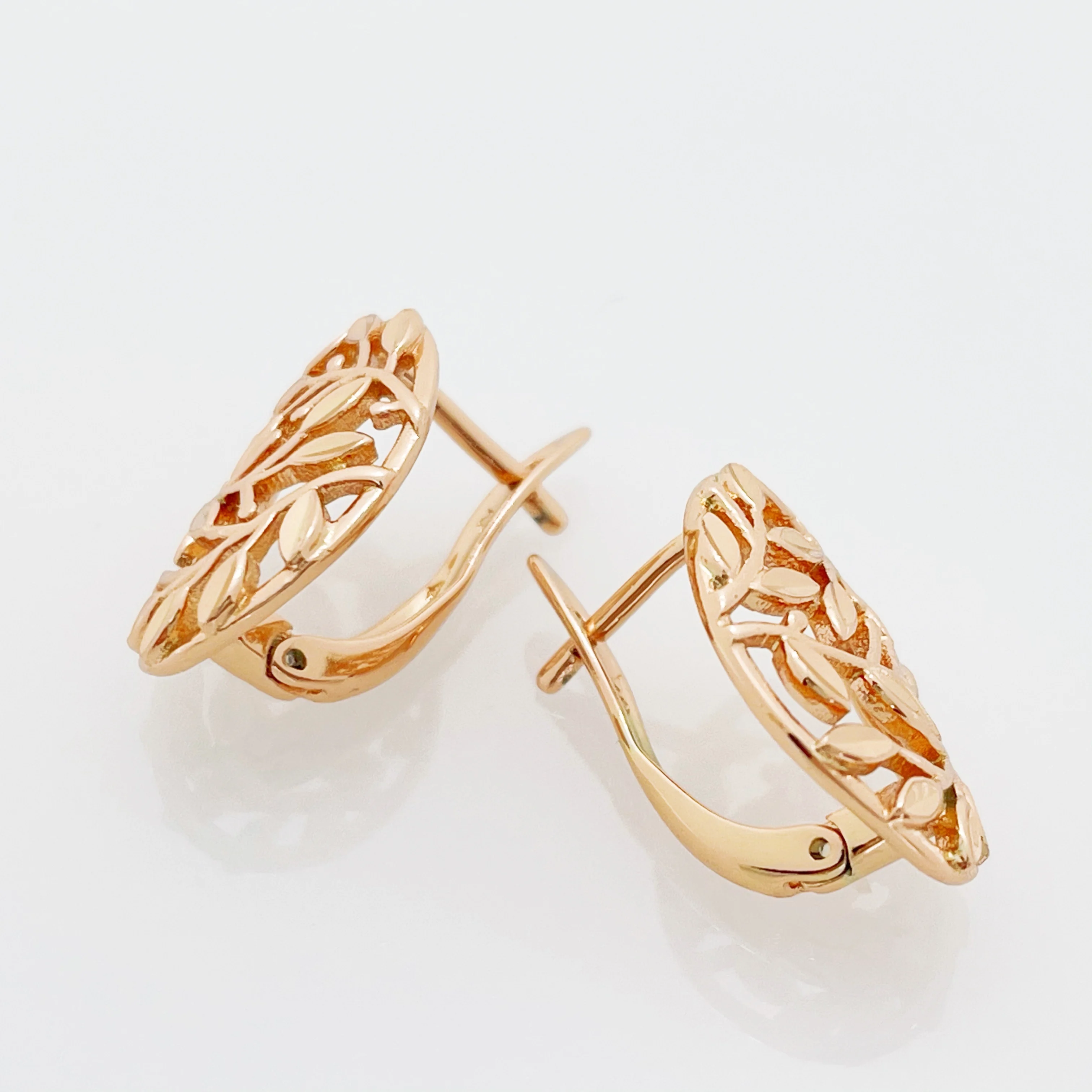 New Hollow Leaf Vintage Classic 585 Rose Gold Drop Earrings Women Simple Fashion Jewelry
