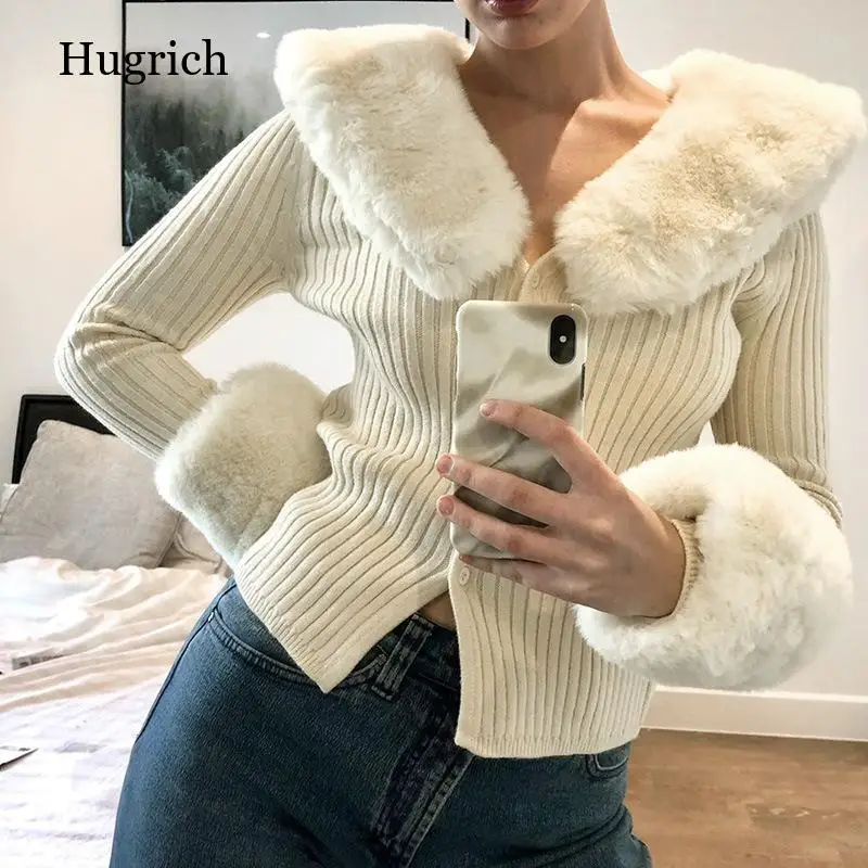 Sweaters V Neck Outfits Feather Patchwork Knitwear Button Cardigans Women\'s Y2K Streetwear Fashion Club Party Solid Tops