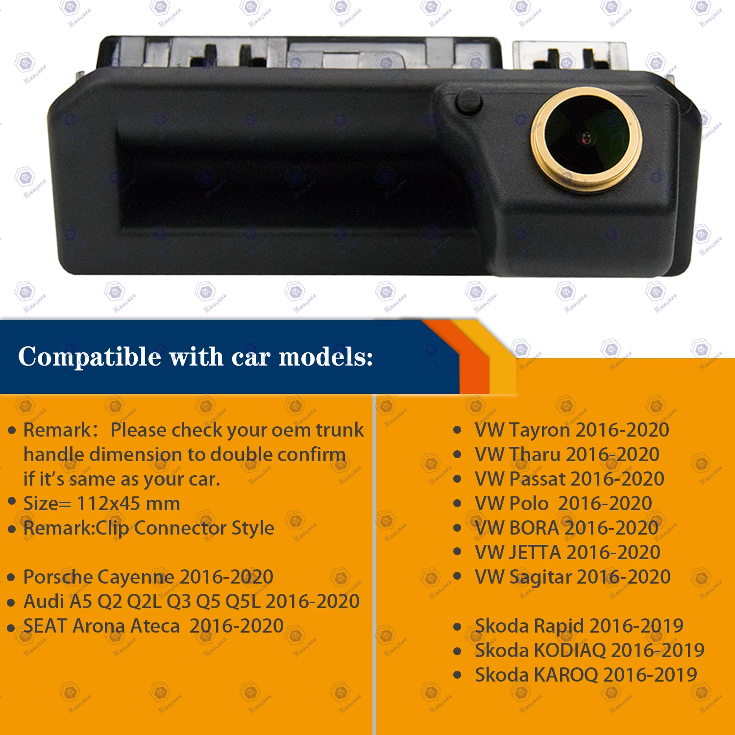 HD 1280*70P Night Vision Parking Camera for Audi A5 A6 Q2 Q2L Q3 Q5 Q5L SEAT Arona Cayenne Skoda Rapid KODIAQ KAROQ 2016-2019