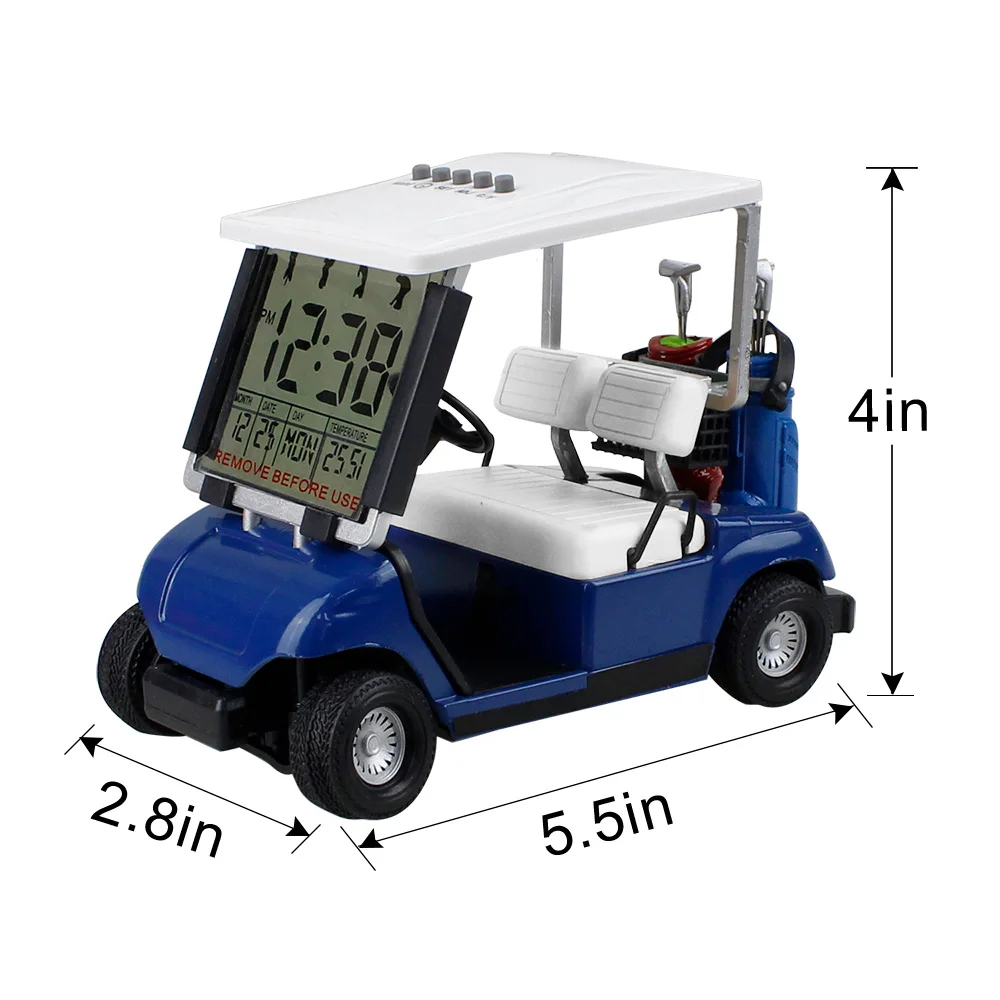 Mini Golf Cart Clock Desk Decoration Novelty Gift Set LCD Display Calendar