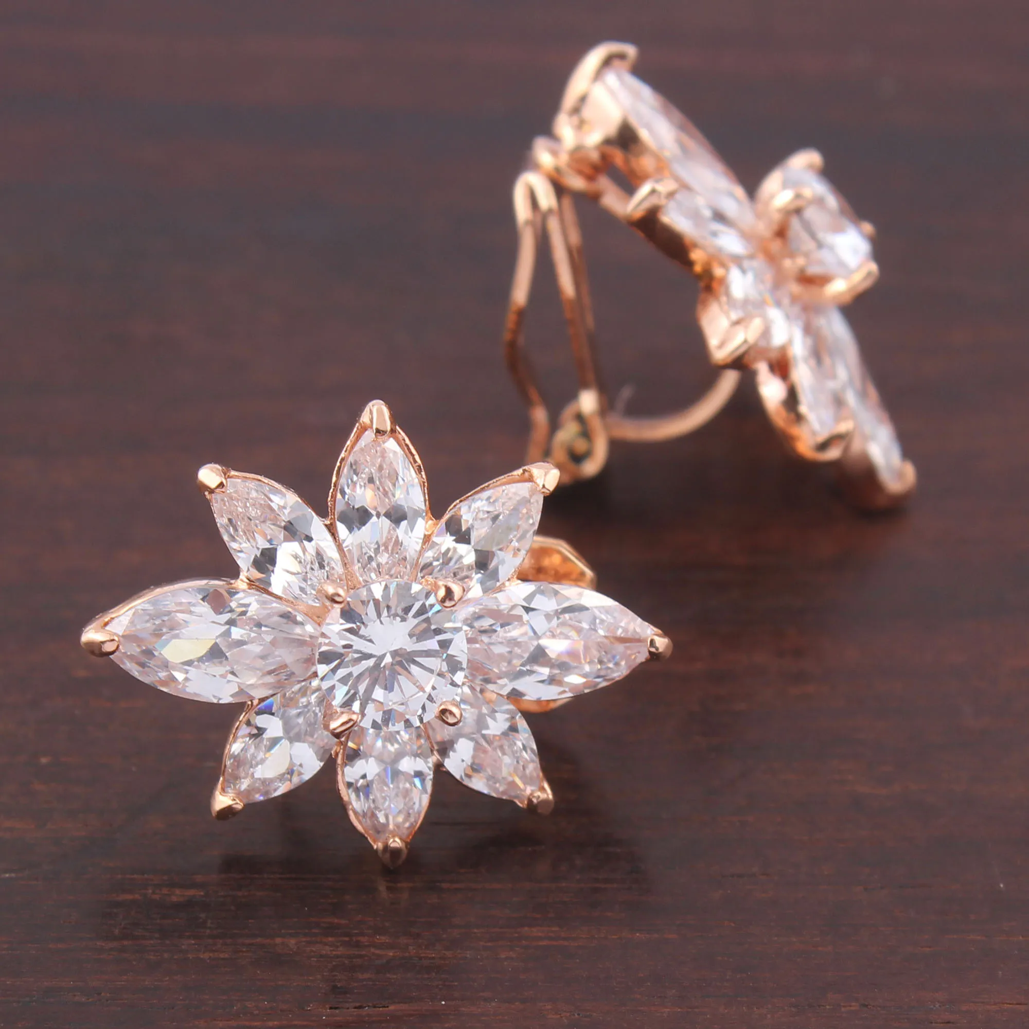 WENHQ New Arrival Stud Clip on Earrings No Pierced for Women High Quality AAA Cubic Zircon Cuff Earrings No Ear Hole Ear Clip