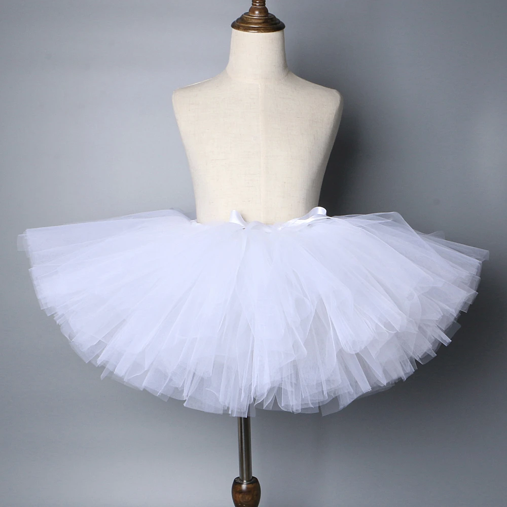 White Tutu Skirt for Girls Kids Halloween Party Costume Newborn Baby Girl Birthday Tutus for Photo Props Children Tulle Skirts