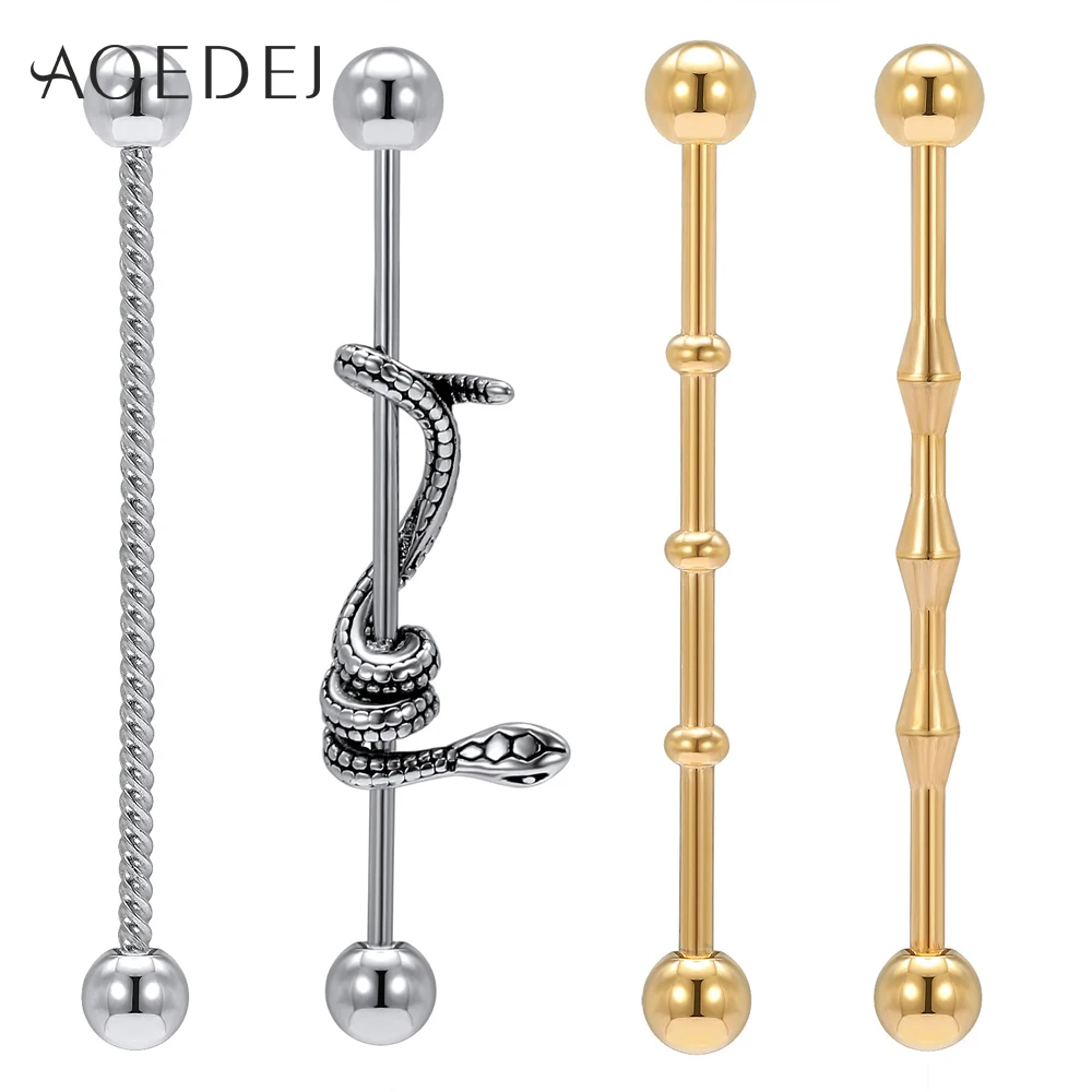 AOEDEJ 1PC Snake Earrings for Women Punk Style Stainless Steel Stud Earrings Long Ear Piercing Body Jewelry Ear Pin Accessories