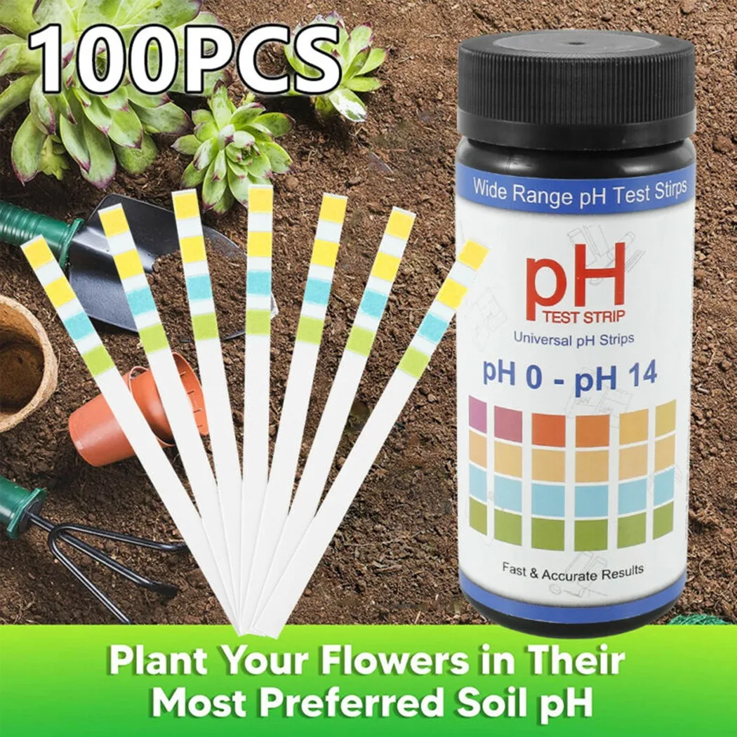 100pcs Soil Meter PH Tester Water Moisture Light Test Meter Kit Garden  Lawns Indoor  Plants  Soil Acidity Test Strips