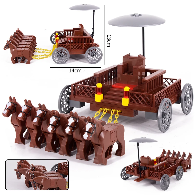 

Medieval Age Castle Royal King's Knight Rome Spartacus Chariot Soldiers Building Blocks Bricks Toys for Children Boys Gift