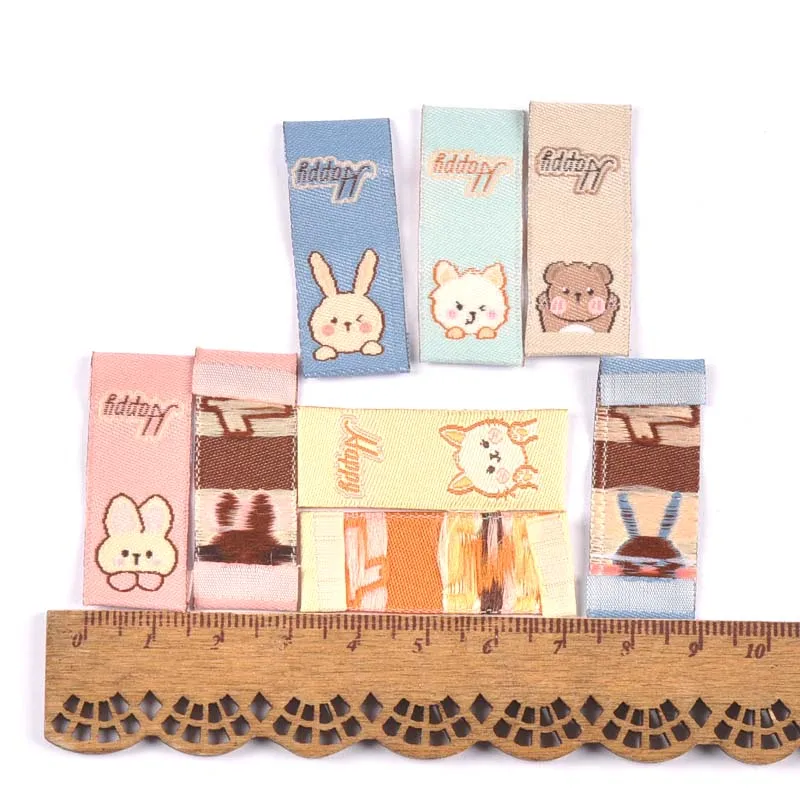 Mixed Color Cartoon Animal Pattern 50pcs Handmade Woven Label For Clothing Labels Shoes Bags Garment Tags 15x40mm CP3232