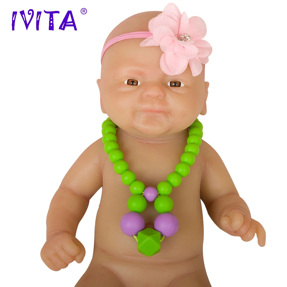 IVITA WG1512-Poupée bébé nouveau-né en silicone, 36cm, corps entièrement en silicone, nouveau-né vivant, fille, yeux ouverts, jouets pour enfants, cadeau