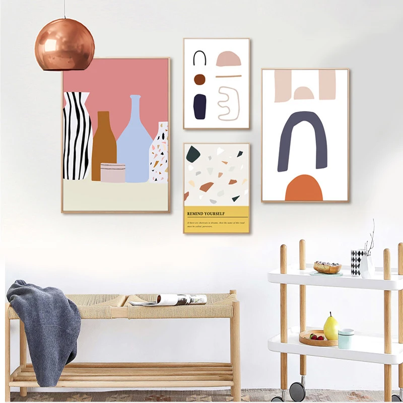Modern Geometry Shape Print Poster Abstract Bottle Nordic Canvas Painting And Print Wall Art For Living Room Kitchen Home Decor