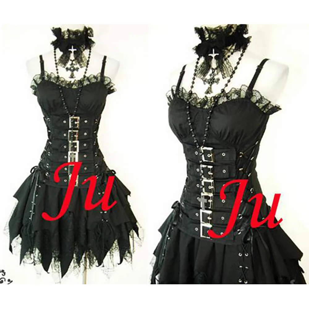 fondcosplay hiphop Gothic Tripp Lolita Punk Fashion black cotton Dress Cosplay Costume CD/TV[CK734]