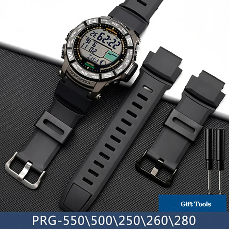 

High Quality 18mm Replacement Watchband For Casio PROTREK PRG-260/550/250/500 PRW-3500/2500/5100 Waterproof Silicone Black Strap