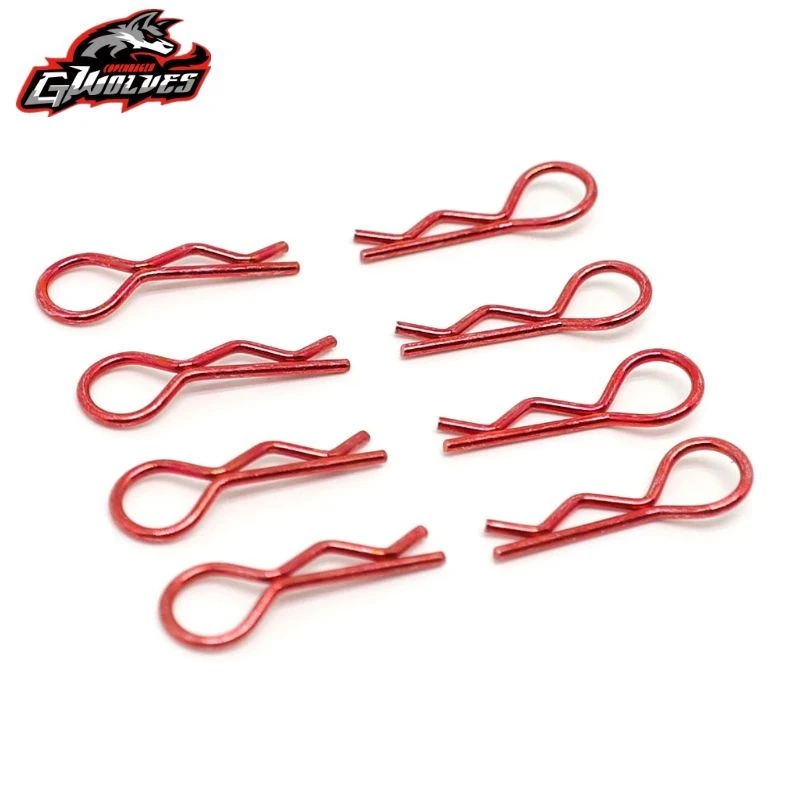 8pcs 1/10 1/16 Body shell Clips Pins R Red/Blue/Black/Silver/Green pin plating Steel For HPI Himoto HSP ARRMA ZD mst 3R TAMIYA