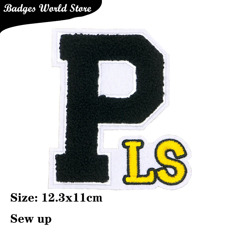 Letter PK Z R N A Number 9  Word Chenille Icon Towel Embroidery Applique Patches For Clothing DIY Iron on Badges on the Backpack