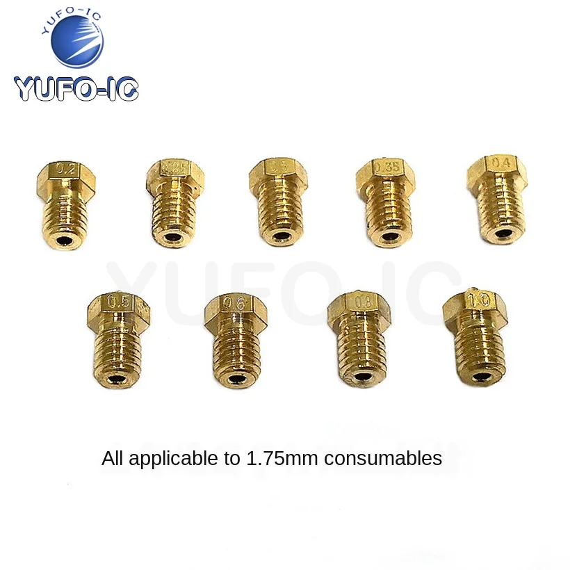 Free Ship 5pcs 3D Printer Accessories E3D Nozzles E3D-V5 V6 M6 Spiral Pattern 1.75mm Supplies Brass Lettering Head