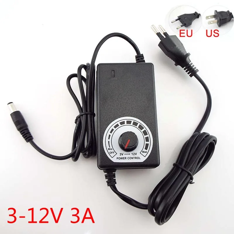 AC/DC AC 100-220V to DC 9-24V 3-12V 2A 3A Adjustable Power Adapter with Switching Voltage Regulated Universal Power Supply