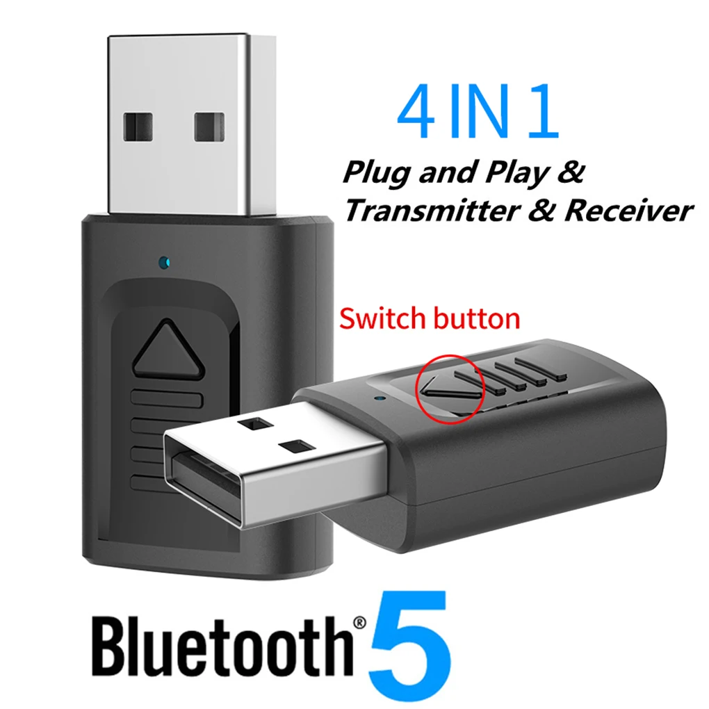 2-in-1 Bluetooth 5.0 Audio Transmitter Receiver Computer TV Portable Wireless USB Audio Adapter