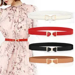 Women Ladies Elastic Bow Wide/Thin Stretch Wrap Buckle Waistband Waist Belt Band Ladies Fashion Leaf Belt