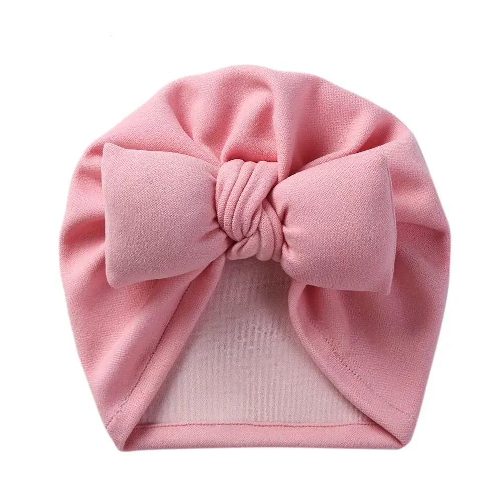 Solid Color Baby Hat Bowknot Baby Girls Boys Cashmere Turban Knot Head Wraps Baby Kids Bonnet Beanies Newborn Hospital Caps