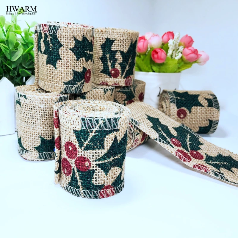 12pcs 6cm Cherry Fruit Linen Lace Fabric Ribbon DIY Handmade Wedding Christmas Gift Decoration For Home Party Favors Accessories