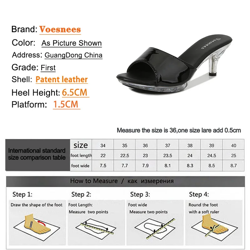 Voesnees Summer New 6.5CM Slipper Mules Women High Quantity Elegant Work Shose Candy Color Simple Design Comfortable Home Sandal