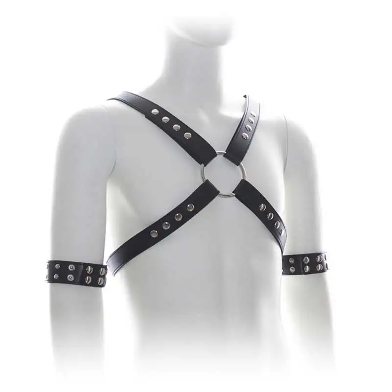 Punk Harness Studs Adjustable Adult Restraints Toys PU Cage Body Chest Belt With Buckle Ring BDSM Slave Rolepaly Game For Men