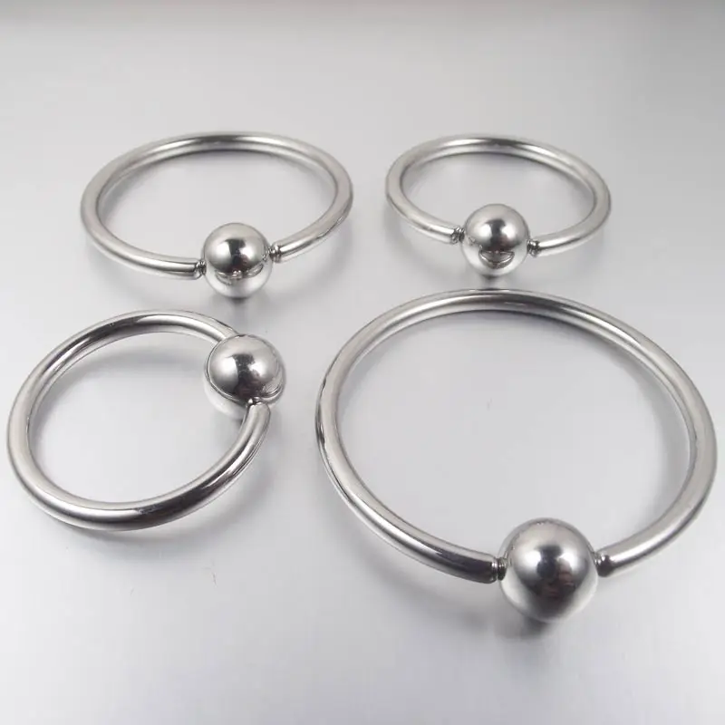 1 Piece Big Size Large Circle Stainless Steel Ball Captive Hoop Rings BCR Earring PA Ring Nipple Body Piercing Jewelry