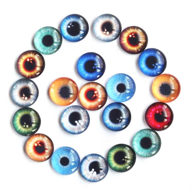 

8mm/10mm/12mm/14mm/16mm/18mm/20mm Doll Eyes Round Glass Cabochon Flatback photo Jewelry Finding Cameo Pendant Settings In Pairs