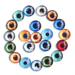 Ojos de muñeca de 8mm/10mm/12mm/14mm/16mm/18mm/20mm, cabujón de cristal redondo, joyería fotográfica con parte posterior plana, ajustes colgantes de camafeo en pares