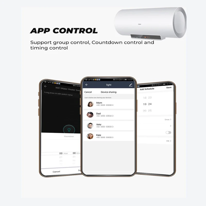 Tuya-interruptor inteligente wi-fi, 20a, controle remoto, interruptor de água touch, aquecedor de parede, controle por voz, app, smart life, alexa, google home