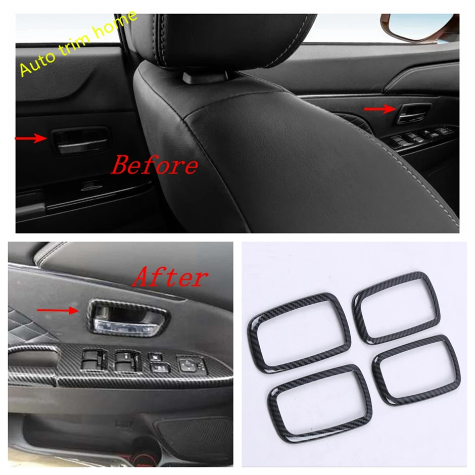 

Car Inner Door Handle Bowl Frame Decorative Cover Trim For Mitsubishi ASX 2014 - 2021 Carbon Fiber / Matte Interior Accessories