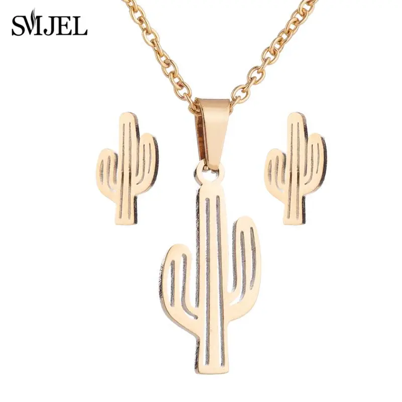 Women's Stainless Steel Coconut Tree Necklace & Earrings Set